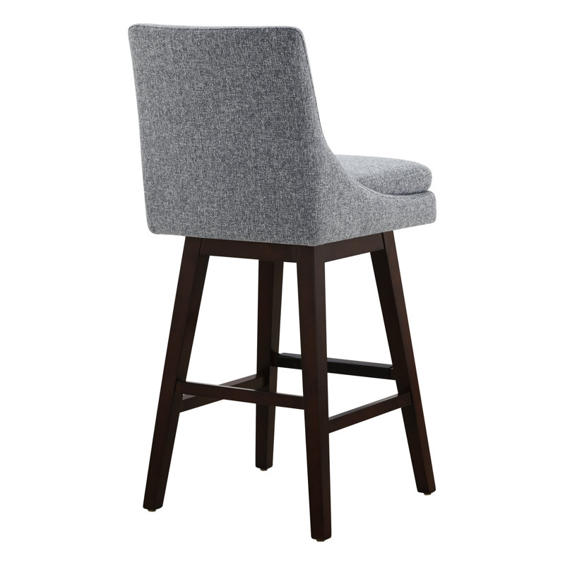 Zahara Upholstered Swivel Counter & Bar Stool, Nathan Gray Tweed/Walnut, Bar Stool (30” Seat Height)