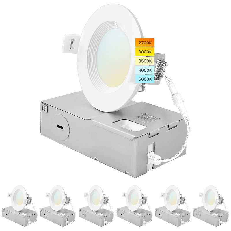 3'' Selectable Color Temperature 6 Watt Dimmable Air-Tight IC Rated LED Canless Recessed Lighting Kit