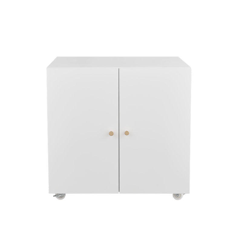 Mobile Printer Stand with File Storage Cabinet and Wheels, White