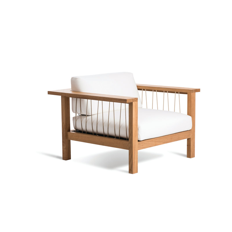 Maro Outdoor Teak Lounge Chair, Canvas Natural Sunbrella® Canvas