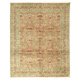 Hand Knotted Wool Oriental Area Rug in Brown And Gold