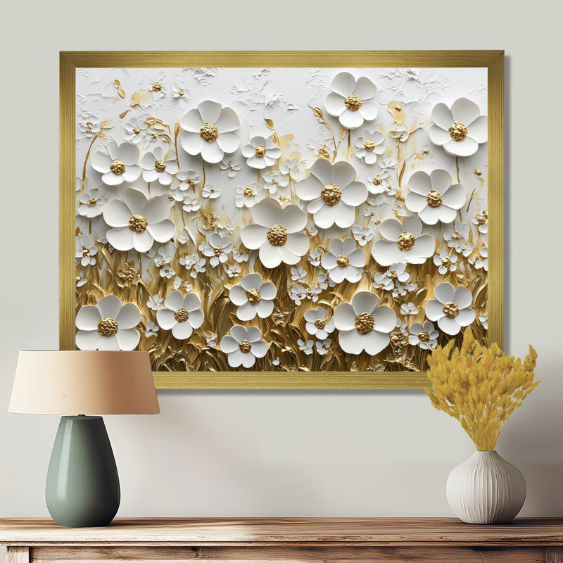 Moriani - Floral Wall Art, H 30 po x l 40 po, Reproduction encadrée d'une seule photo, Doré