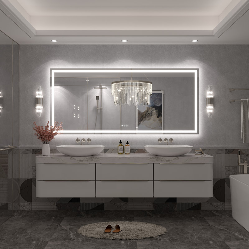 Miroir de salle de bain Molly Framelss, 72 po x 32 po, Transparent