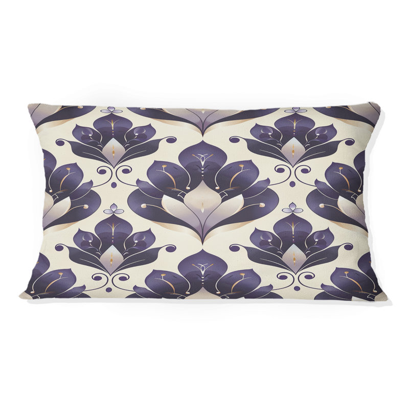Coussin lombaire mauve beige damassé Elegance IV