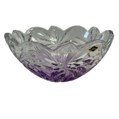 Aurum Crystal 11" Bohemian Crystal Fruit Bowl — FLORA Collection — Elegant Gradient Glass Bowl — Luxury Czech Crystal Centerpiece for Home Decor, Living Room, Wedding Gift — CD76FAEBEF89427FB03DCD38CED318FE