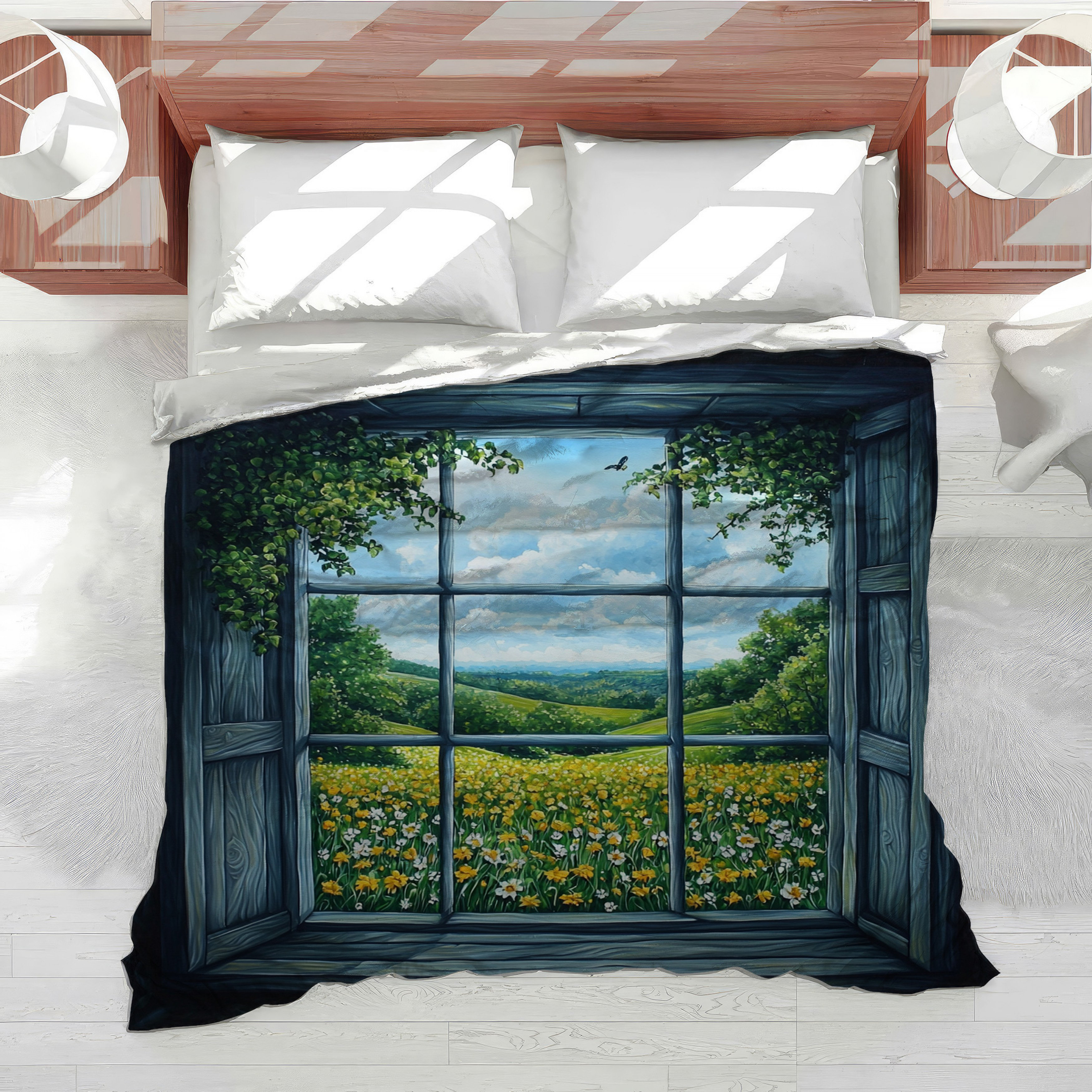 Window Bedding VisionDecor Window View Bedding Landscape Duvet Cover Coastal Beach ...