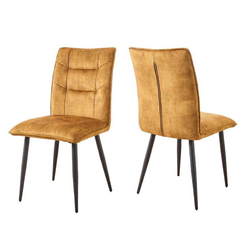 Chaises de salle à manger rembourrées Orson, Jaune moutarde