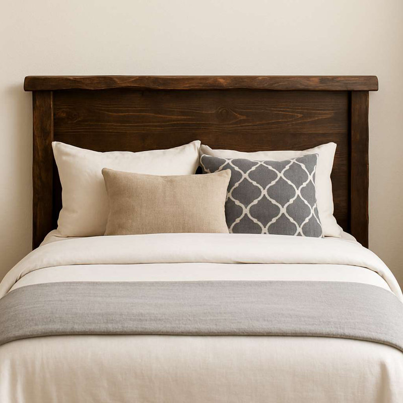 Adein Collection Smooth Sawn Solid Slab Headboard, Queen - Provincial Stain and Clear Lacquer Finish, Espresso, Queen