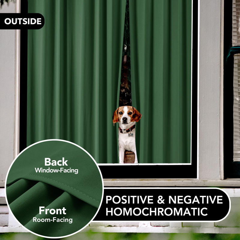 Room Darkening Rod Pocket Thermal Insulated Blackout Curtains (Set of 2), Dark Forest, 42" W x 45" L