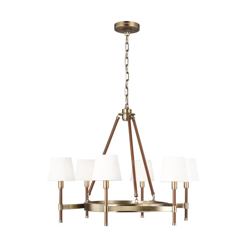 Katie 6 - Light Dimmable Wagon Wheel Chandelier, Polished Nickel
