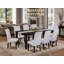 L'ensemble de mobilier de salle à manger 9 pièces comprend une table rectangulaire en bois avec feuille papillon et 8 chaises Parsons en tissu gris, noir-655292488-655292492-655292489