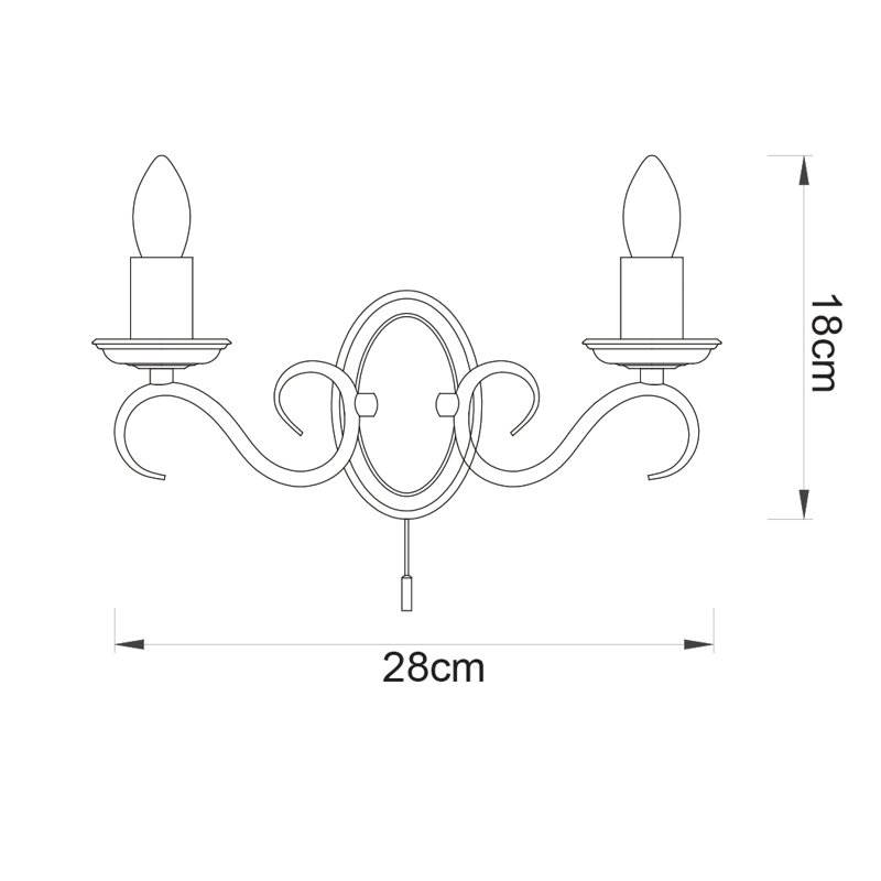 Barney 2-Light Dimmable Twin Pack Candle Wall Light, Antique Brass