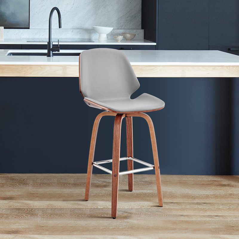 Tabouret de bar Altherr Mid-Century, Gris, Noyer