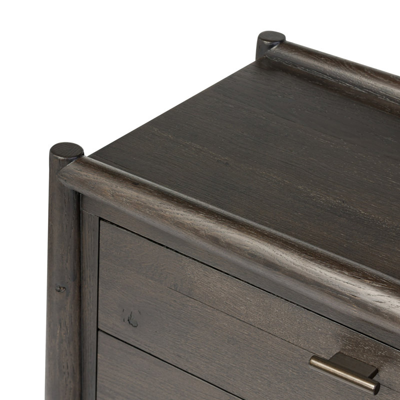 Glenview 3 - Drawer Solid Wood Nightstand, Smoked Black
