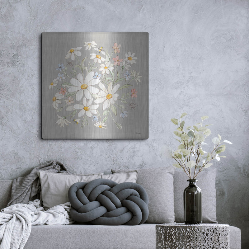  «Daisy Field 5» par Silvia Vassileva, art mural en métal, 36 po x 36 po
