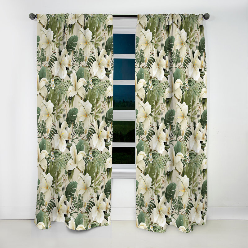 Neutral Oasis Ii - motif tropical - Rideau floral - Rideau occultant floral - 1 panneau, L 52 po x L 84 po
