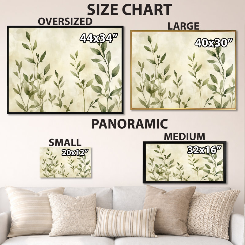 Thym botanique I - décoration murale verte, H 16 po x l 32 po, Cadre naturel flottant