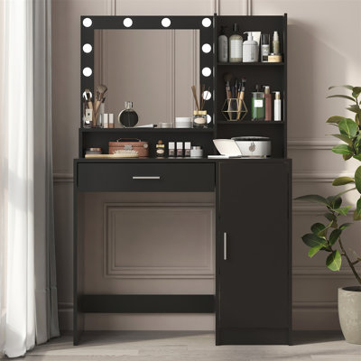 Bureau de coiffeuse avec miroir et lumière