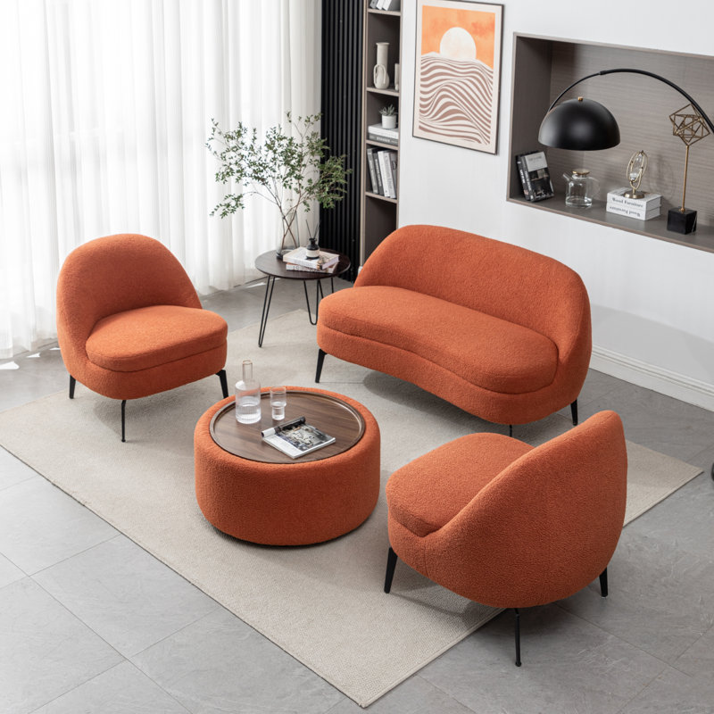 Ensemble de salon 4 pièces Bula, Polyester orange