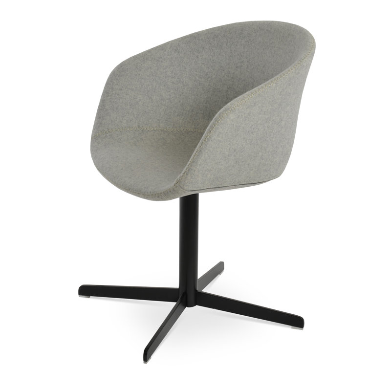 Chaise Tribeca, Laine argentée, Noir, noir, noir, noir
