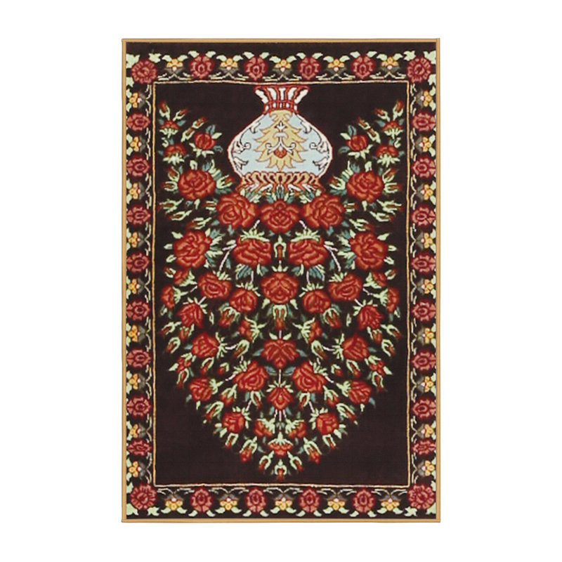 Tapis rouge à motif floral, Rectangle 2 pi x 3 pi