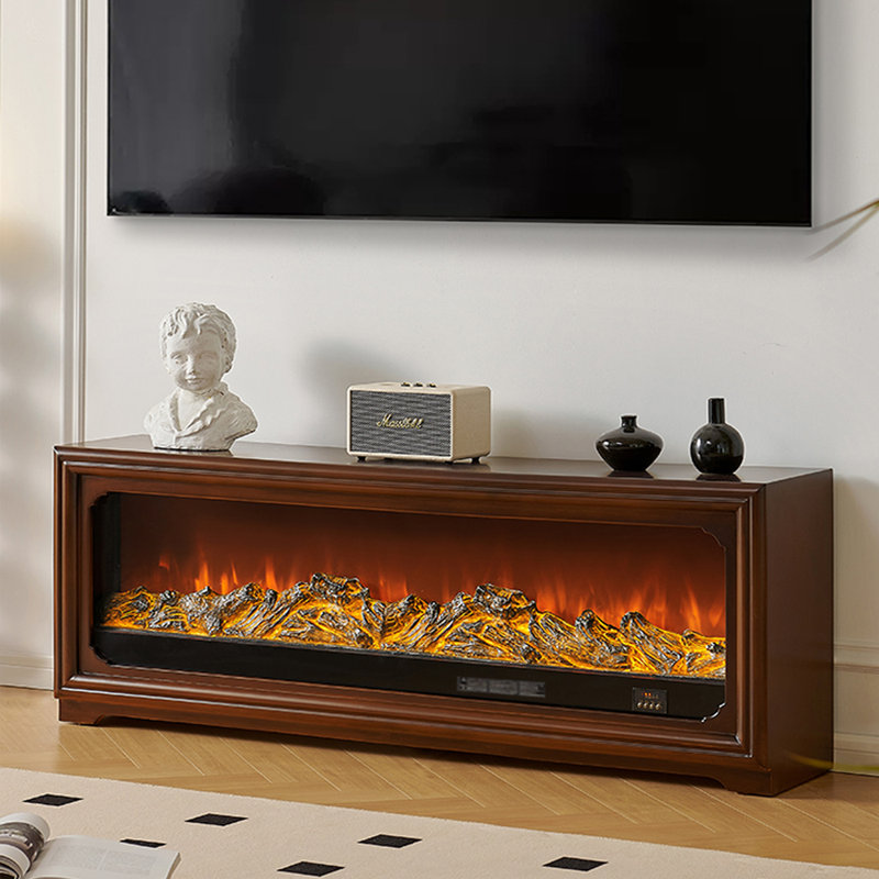 Meuble télé American Electric Fireplace, Brun