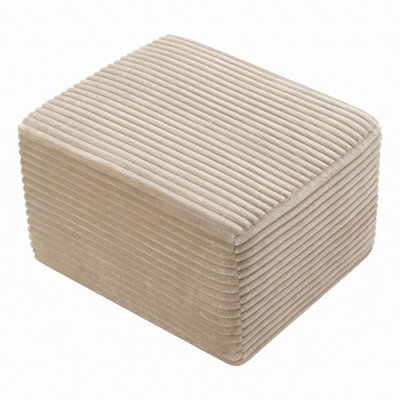 37.5" Corduroy Square Upholstered Ottoman, Soft Padded Foot Stool for Living Room Bedroom Decor