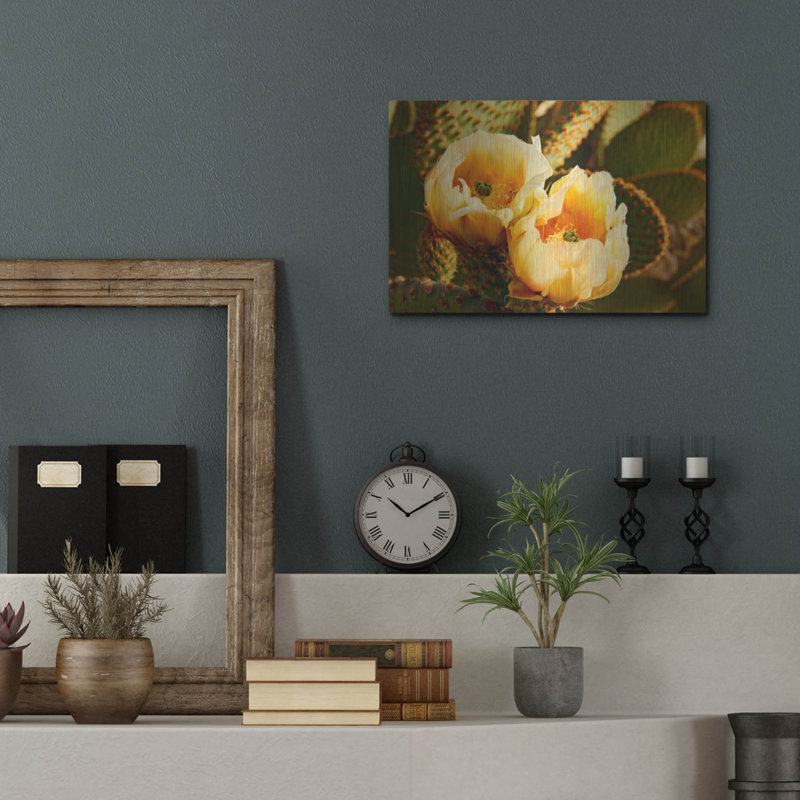 «Prickly Pear Cactus Blooms Az 8639» par Mike Jones, art mural en métal, 16 po x 12 po, 16 po x 12 po