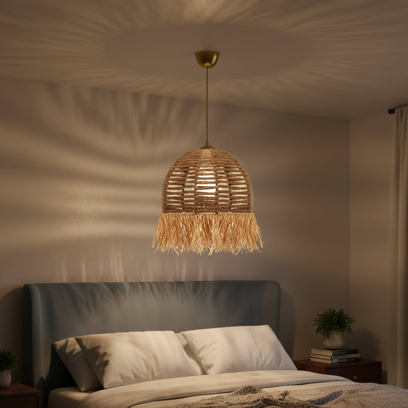 Luminaire suspendu dôme en coton à 1 lumière Zahara