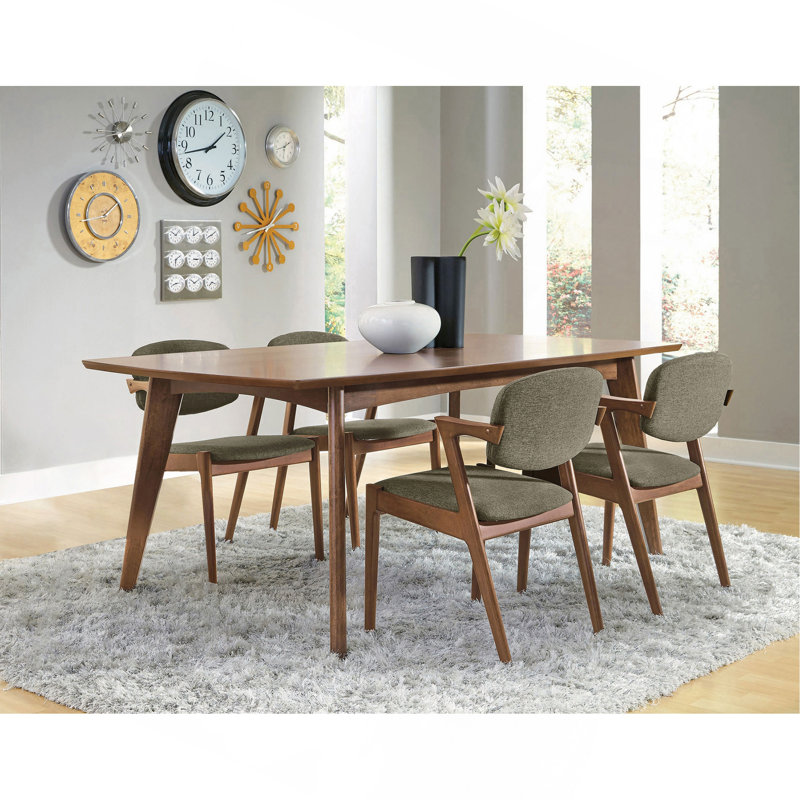Ensemble de salle à manger gris et noyer foncé, 5 Pieces: Table, 4 Chairs