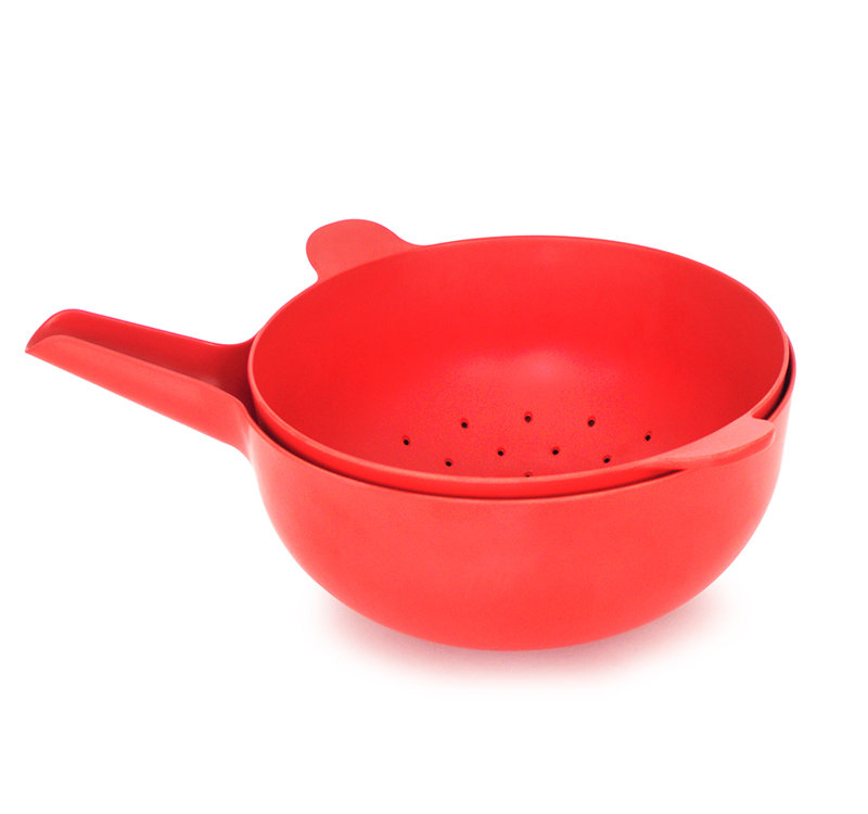 Ensemble de bol et passoire EKOBO, Tomate, H 5,5 po x l 11,5 po x P 11,5 po