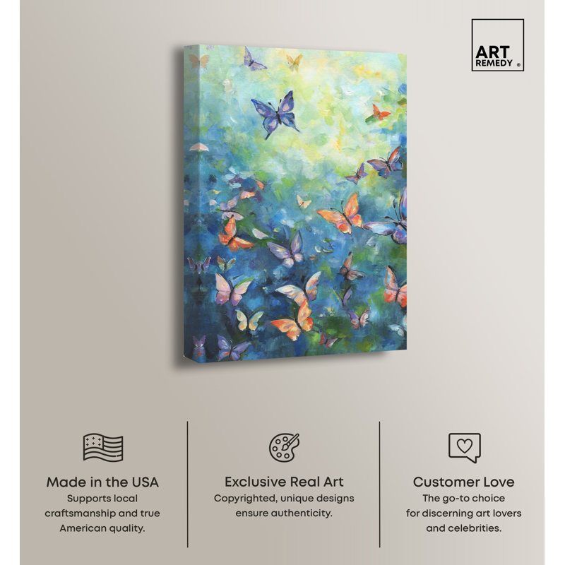Art Remedy Aesthetic Butterflies Multicolor Canvas Wall Art, 24" x 36"