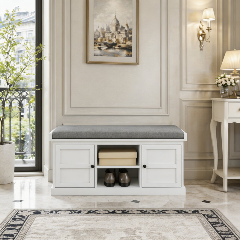 Banc d'entrée, banc de rangement pour chaussures
