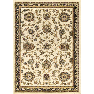 7 pi 10 po Tapis en polypropylène crème X 3, élégant motif intégral, ajoutant confort et style à votre espace, idéal pour une pièce élégante