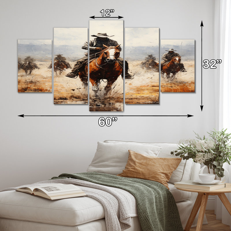 Western Dust and Grit II - art mural sur toile Western - 5 panneaux