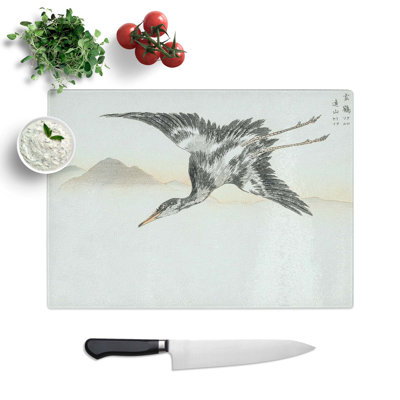 Tempered Glass Common Crane Chopping Board