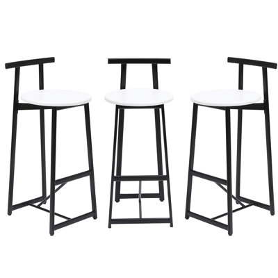 Comptoir en métal de 3, capacité de poids de 220 lb, look moderne, noir et blanc 3 avec dossier, cadre, charge,