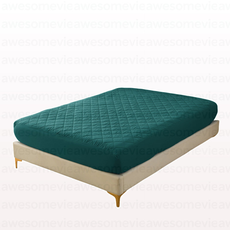 Drap-housse matelassé à ultrasons imperméable à motif de losanges, vert, taille simple, Lit simple, Vert