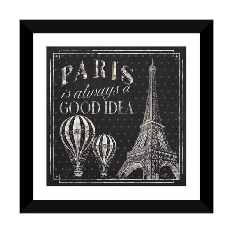 « vive paris v », art textuel sur toile tendue, H 24 po x l 24 po x P 1 po, Papier d'art encadré noir, Blanc