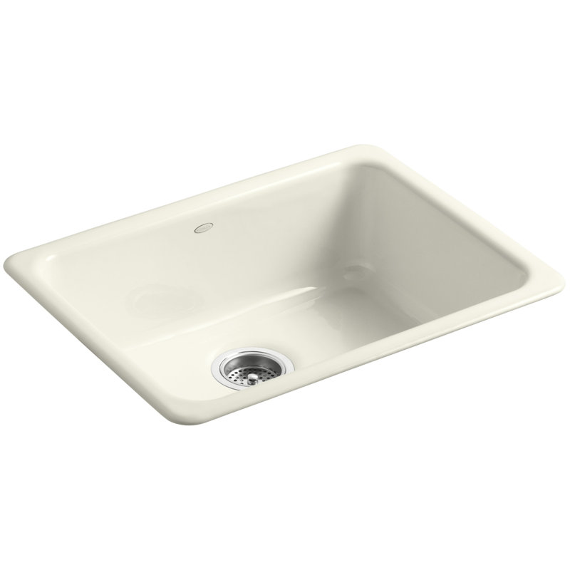 IronTones® 24.25" L x 19" W x 8" Dual Mount Kitchen Sink, Biscuit