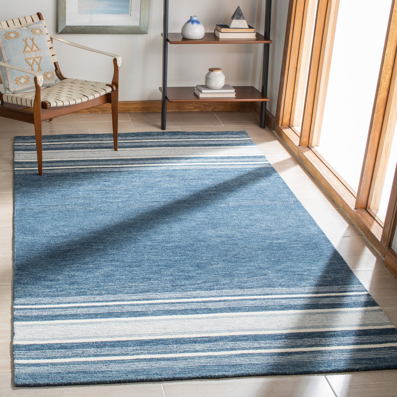 Tapis d'intérieur en laine à rayures Thaxton, Rectangle 8 pi x 10 pi