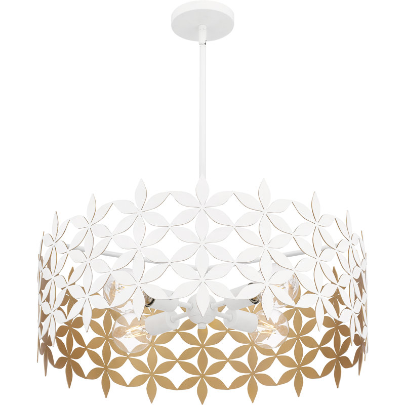 Luminaire suspendu blanc mat 4 lumières Rennane