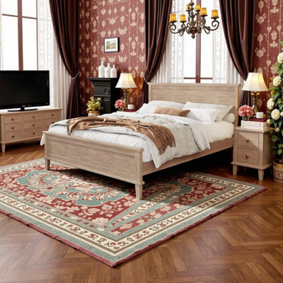 Full\Queen\King Size Solid Pine Platform Bed With Headboard Wood Slat Support