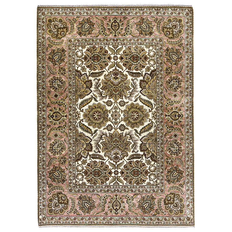 Hand Knotted Wool Area Rug in Gold And Rust