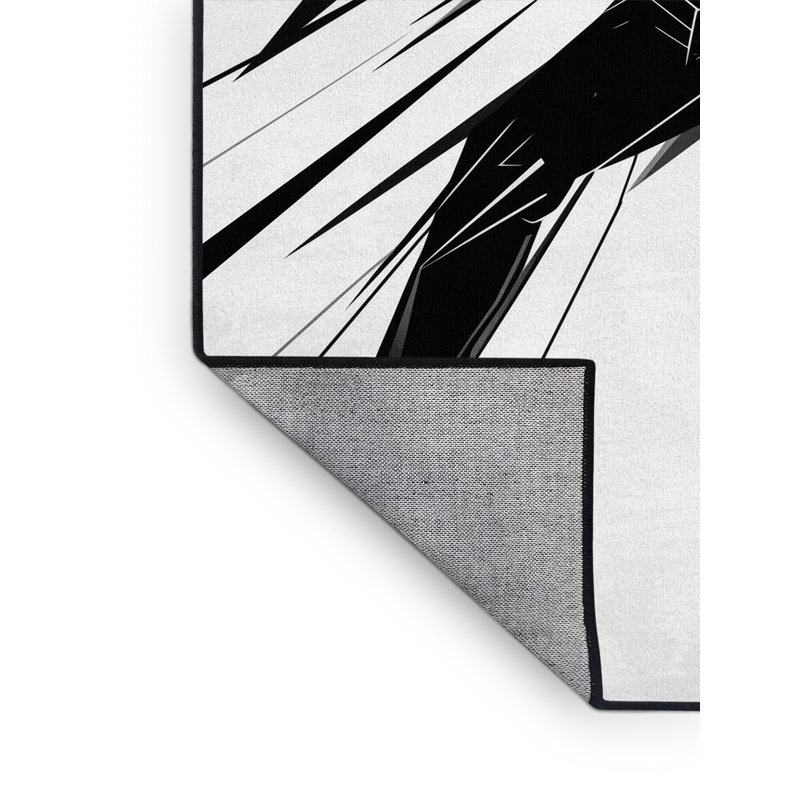 Tapis géométrique moderne bleu et noir lavable à la machine Pacen Hip Hop Dancer, 8 x 12