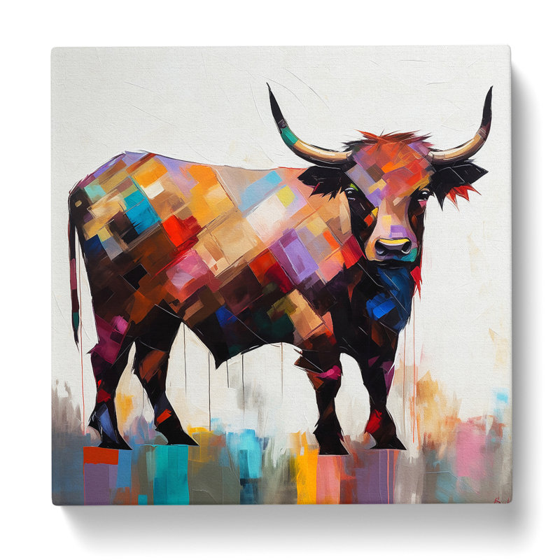 Highland Cow Suprematism No.2 - Wrapped Canvas
