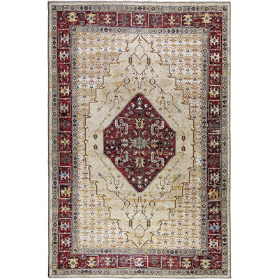Tapis 7 pi 10 po x 10 pi rouge / beige Ditmir