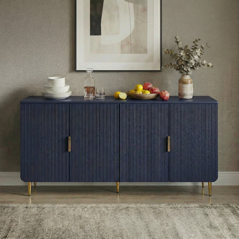 Buffet 64,8 po pour salle à manger, armoire de rangement moderne avec portes et tablettes réglables, crédence en bois pour la cuisine et le vestibule