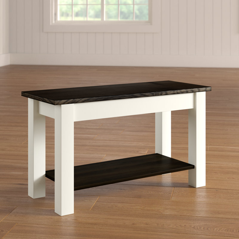 Banc de rangement en bois massif Mccardle, H 17 po x l 42 po x P 12 po, Dark Walnut/Off White
