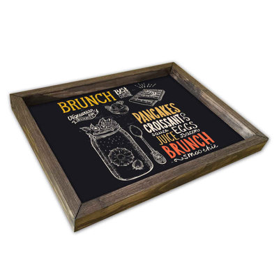 Plateau de service élégant, 100% panneau de fibres à densité moyenne et cadre en bois de pin, 11,8 po x 15,7 po | Épaisseur durable de 2,7 mm, parfaite pour le divertissement à domicile et le petit déjeuner au lit | Conception élégante, légère et facile à nettoyer